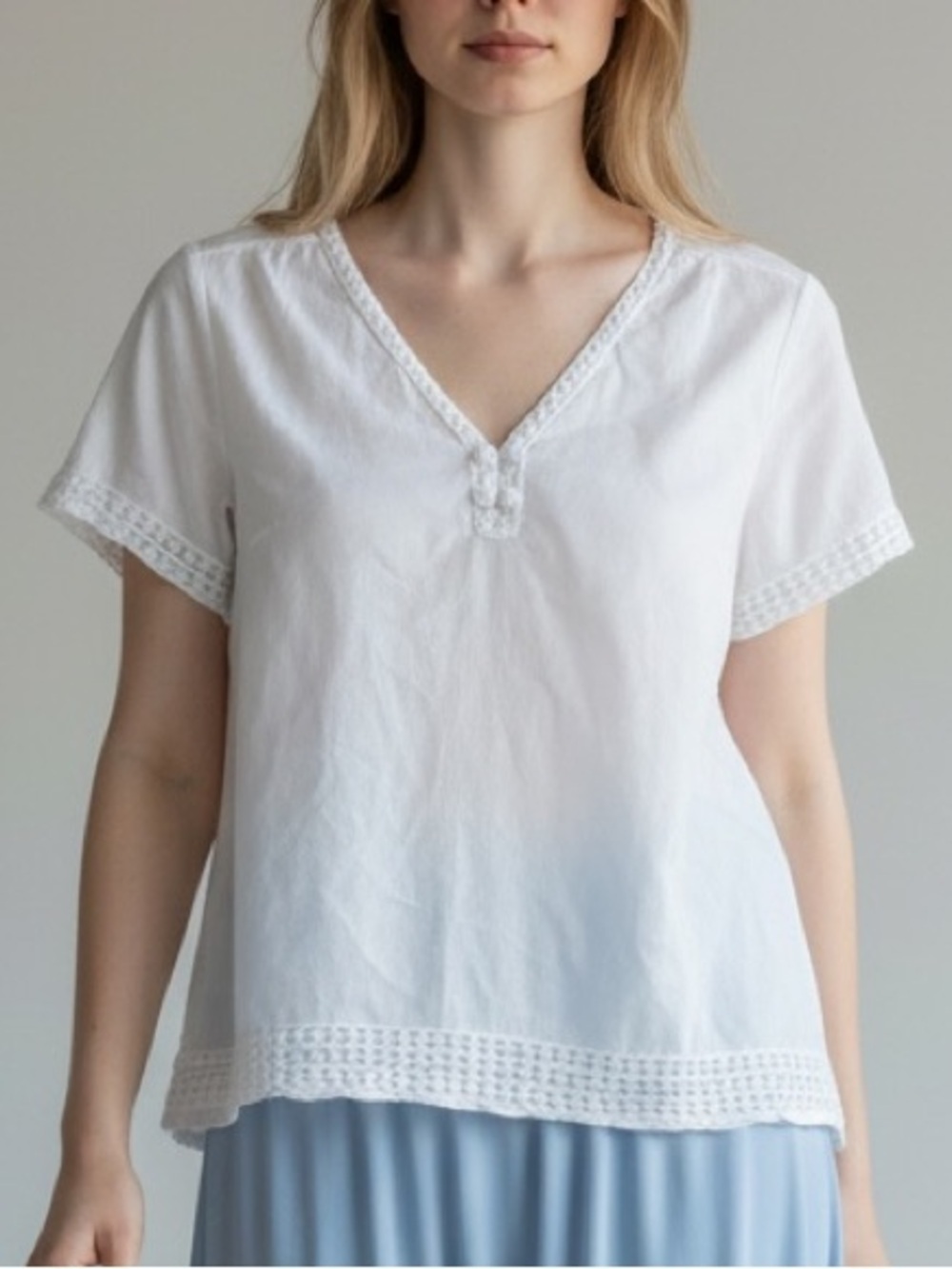 Talbots White Short Sleeve Blouse